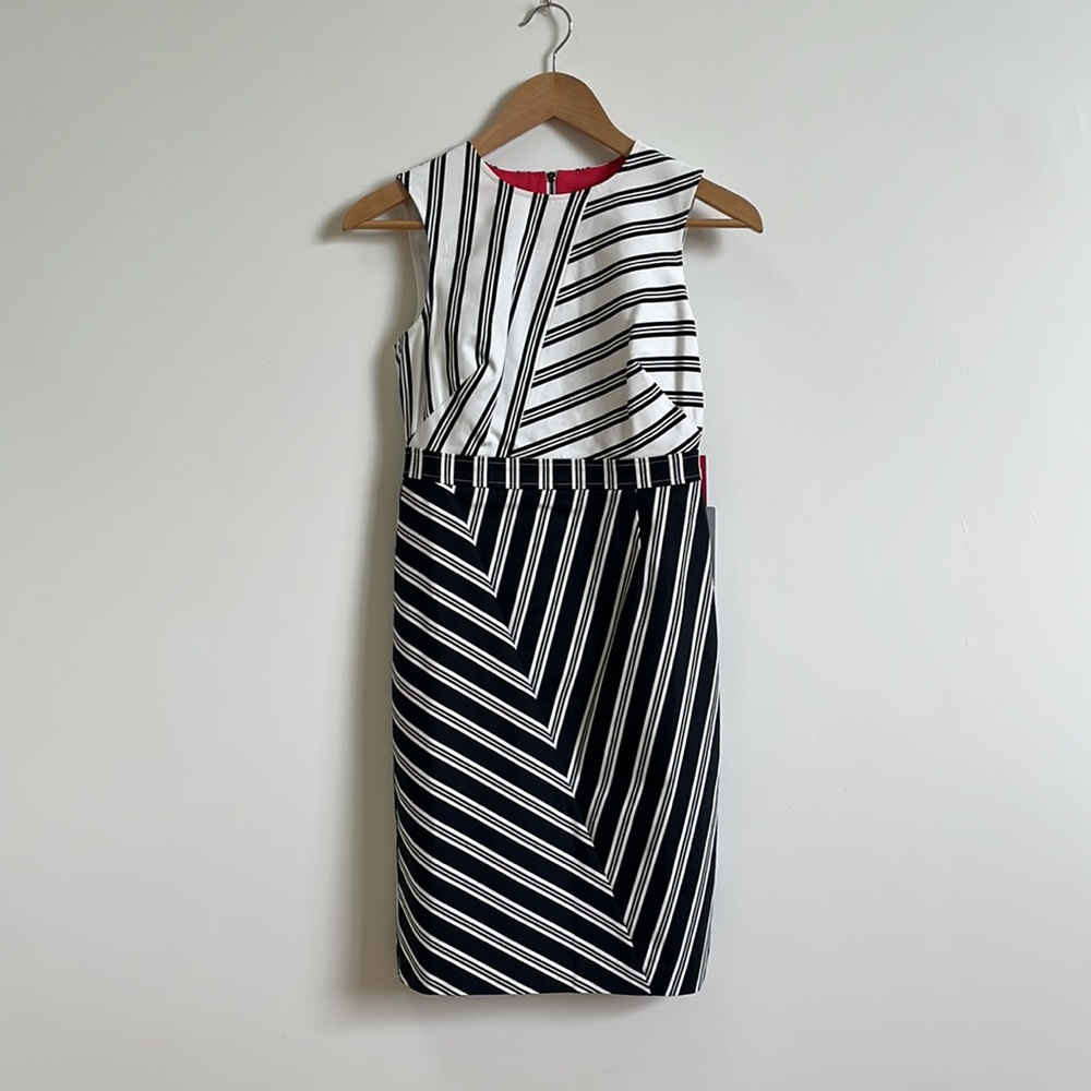 HP* Vince Camuto White and Black Stripped Office Dress Straight 0P NWT